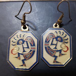 Metal and enameled  Kokopelli Earrings, Southwest